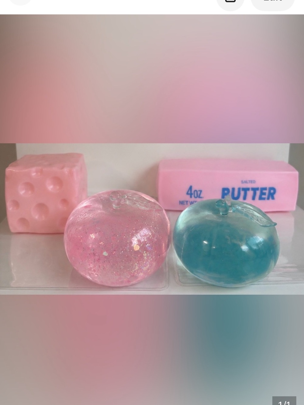 Crunchy Butter & 1Apple squish & Squeezeluck Pink Moldable Cheese. Sealed.FastS